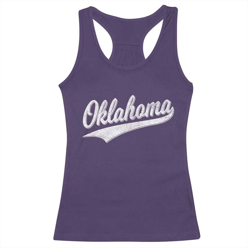 Vintage Oklahoma Throwback Distressed Racerback Tank Top Retro Classic OK State Pride - Wonder Print Shop