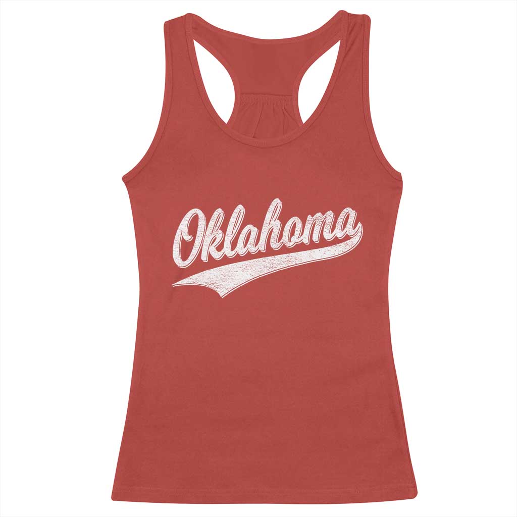Vintage Oklahoma Throwback Distressed Racerback Tank Top Retro Classic OK State Pride - Wonder Print Shop