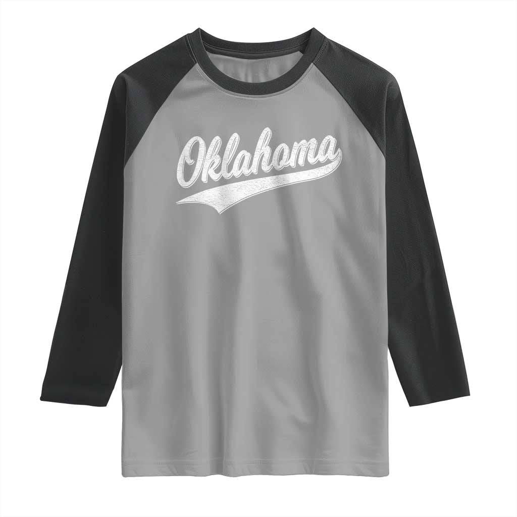 Vintage Oklahoma Throwback Distressed Raglan Shirt Retro Classic OK State Pride - Wonder Print Shop
