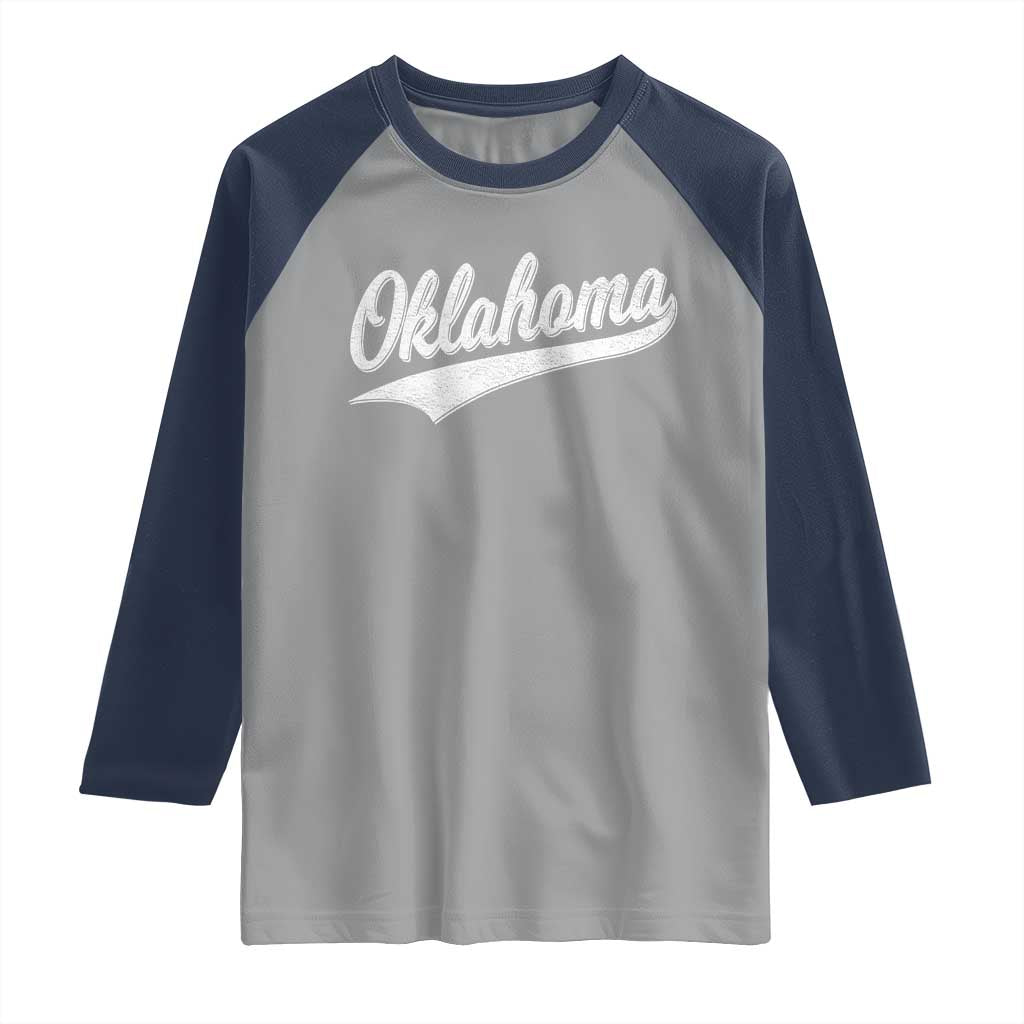 Vintage Oklahoma Throwback Distressed Raglan Shirt Retro Classic OK State Pride - Wonder Print Shop