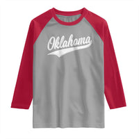 Vintage Oklahoma Throwback Distressed Raglan Shirt Retro Classic OK State Pride - Wonder Print Shop