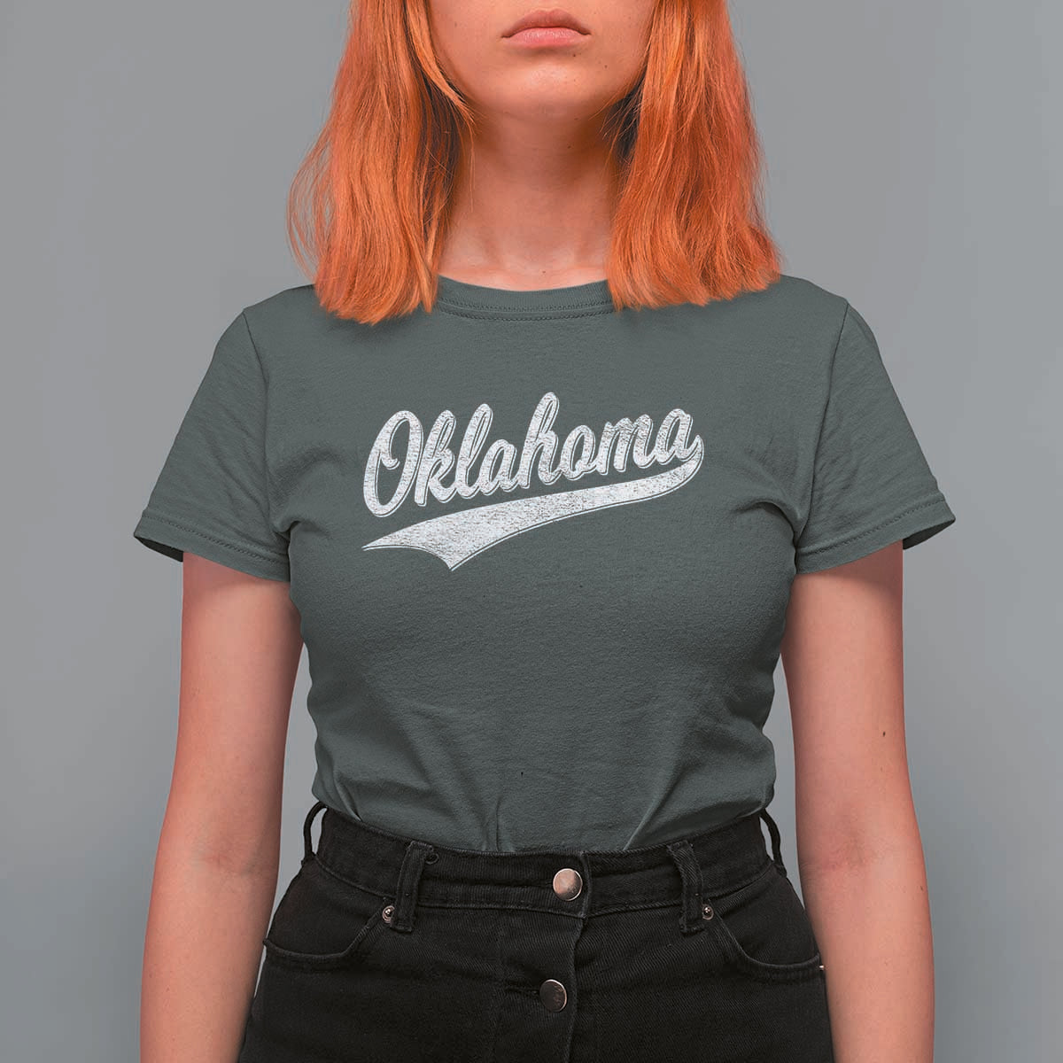 Vintage Oklahoma Throwback Distressed T Shirt For Women Retro Classic OK State Pride - Wonder Print Shop