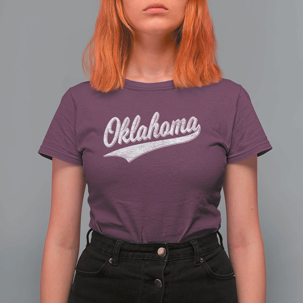 Vintage Oklahoma Throwback Distressed T Shirt For Women Retro Classic OK State Pride - Wonder Print Shop
