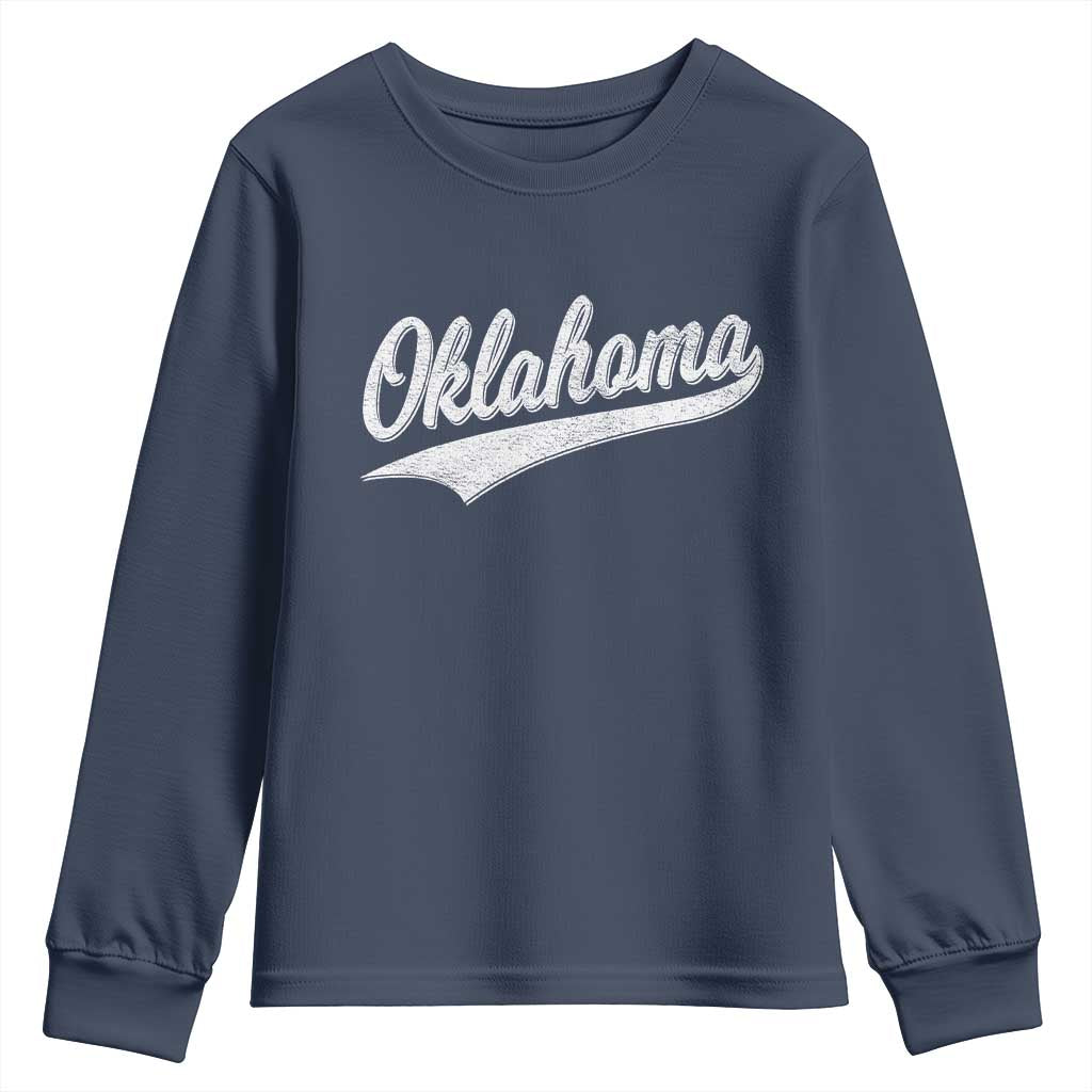 Vintage Oklahoma Throwback Distressed Youth Sweatshirt Retro Classic OK State Pride - Wonder Print Shop