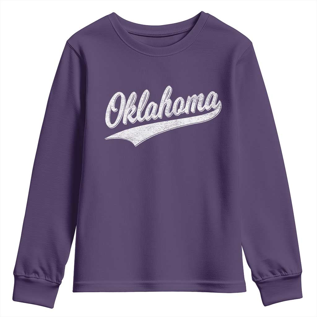 Vintage Oklahoma Throwback Distressed Youth Sweatshirt Retro Classic OK State Pride - Wonder Print Shop