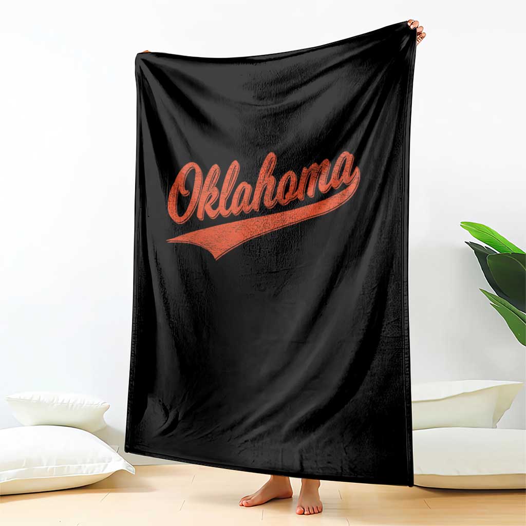 Vintage Oklahoma Orange Throwback Distressed Throw Blanket Retro Classic OK State Pride - Wonder Print Shop