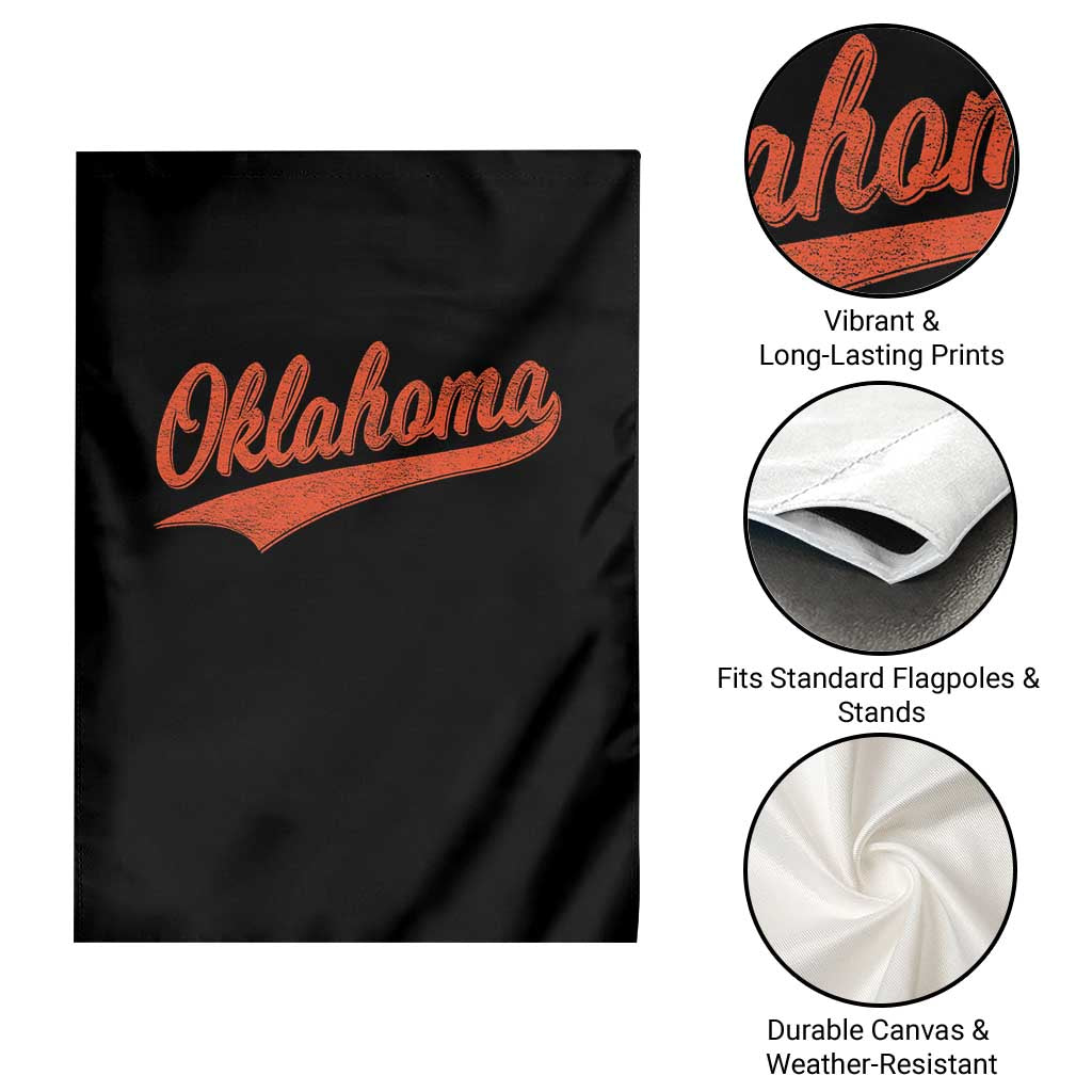 Vintage Oklahoma Orange Throwback Distressed Garden Flag Retro Classic OK State Pride - Wonder Print Shop