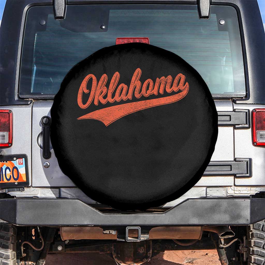 Vintage Oklahoma Orange Throwback Distressed Spare Tire Cover Retro Classic OK State Pride - Wonder Print Shop