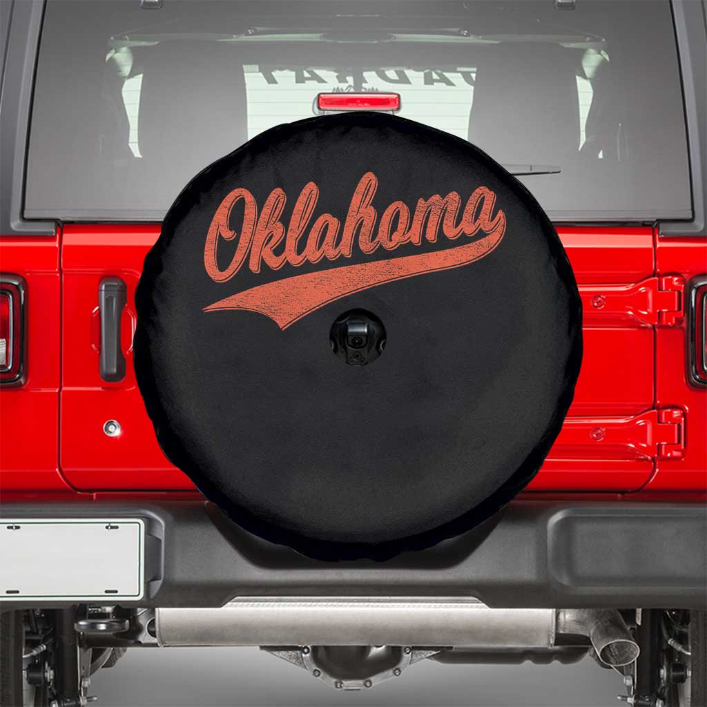 Vintage Oklahoma Orange Throwback Distressed Spare Tire Cover Retro Classic OK State Pride - Wonder Print Shop