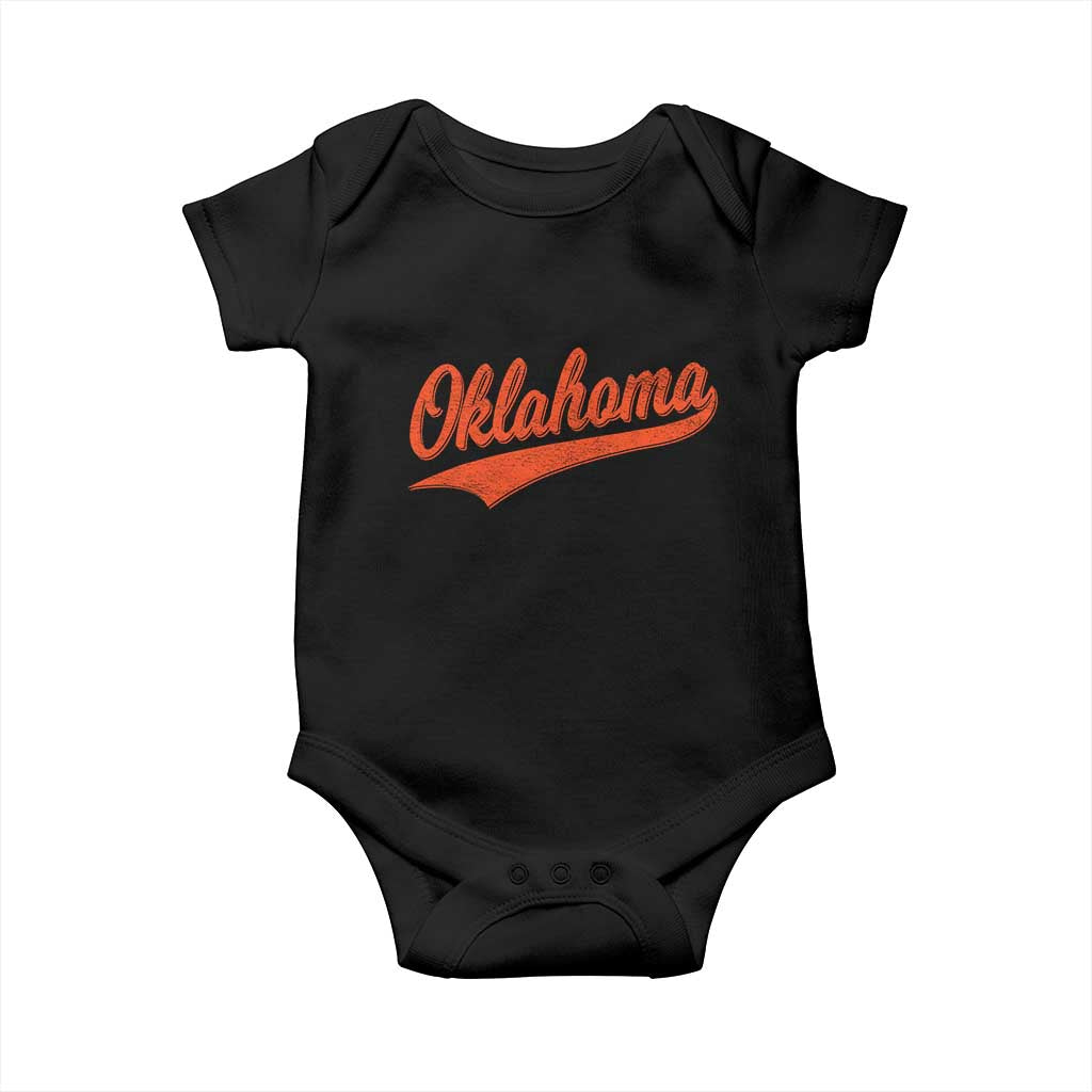 Vintage Oklahoma Orange Throwback Distressed Baby Onesie Retro Classic OK State Pride - Wonder Print Shop