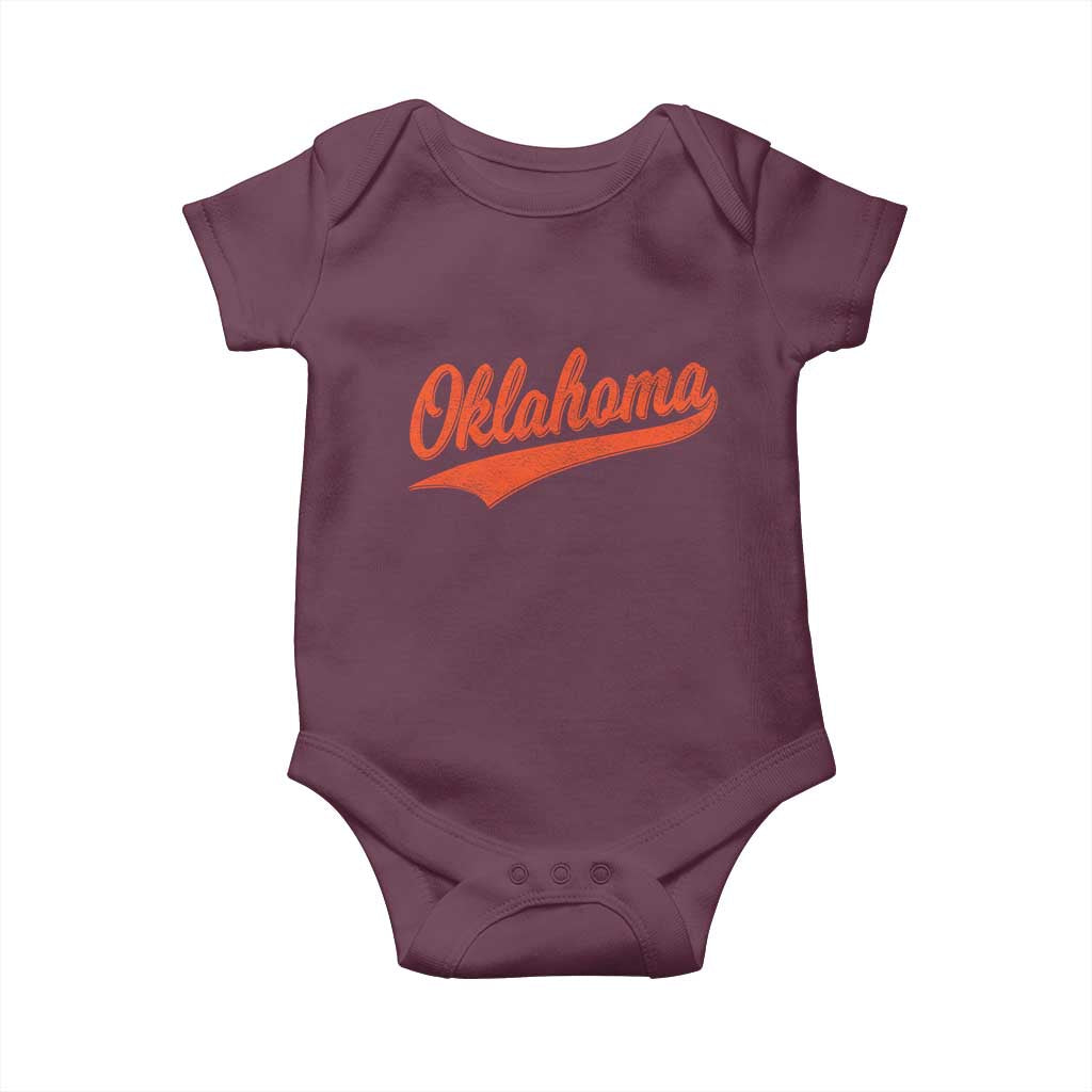 Vintage Oklahoma Orange Throwback Distressed Baby Onesie Retro Classic OK State Pride - Wonder Print Shop
