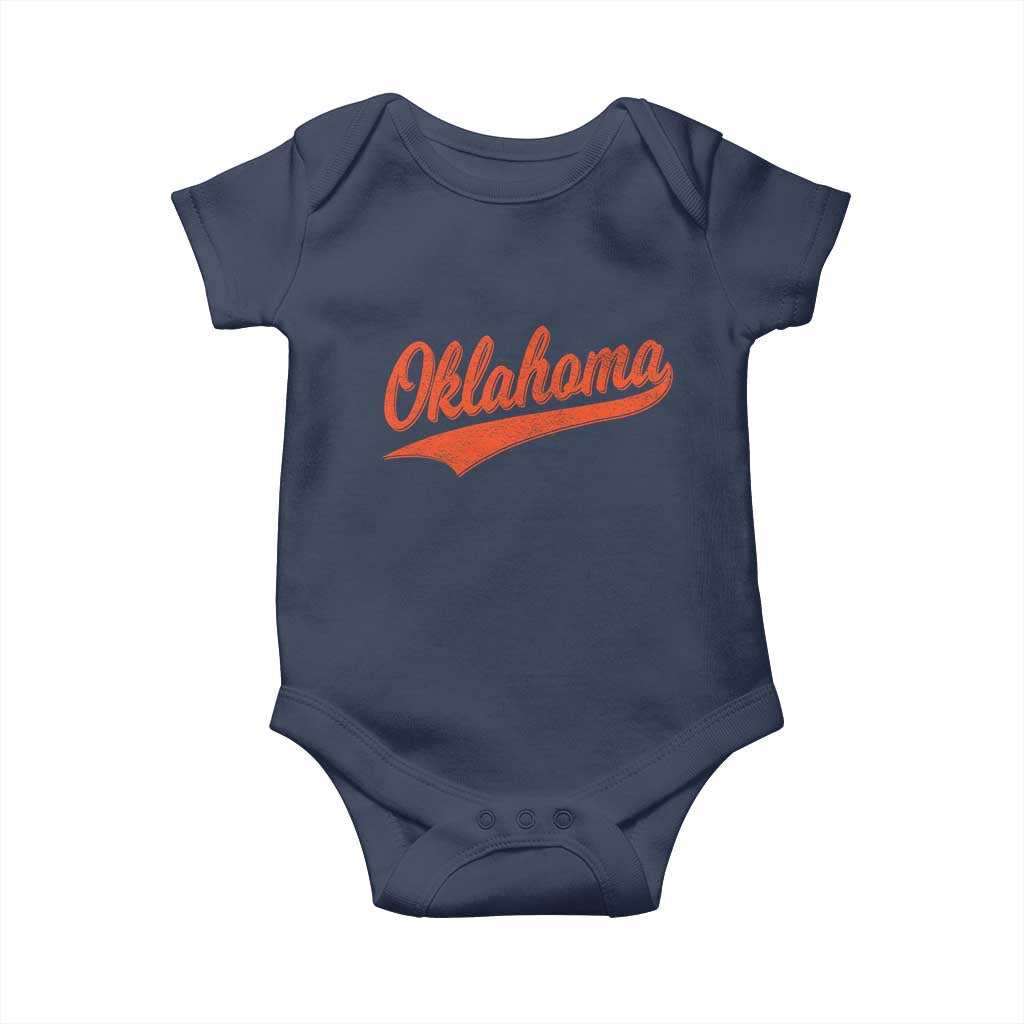 Vintage Oklahoma Orange Throwback Distressed Baby Onesie Retro Classic OK State Pride - Wonder Print Shop