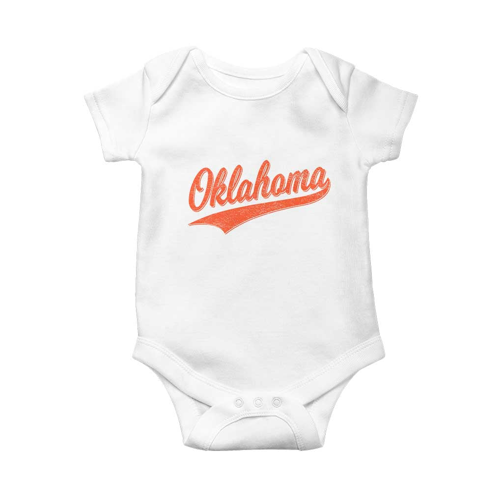 Vintage Oklahoma Orange Throwback Distressed Baby Onesie Retro Classic OK State Pride - Wonder Print Shop