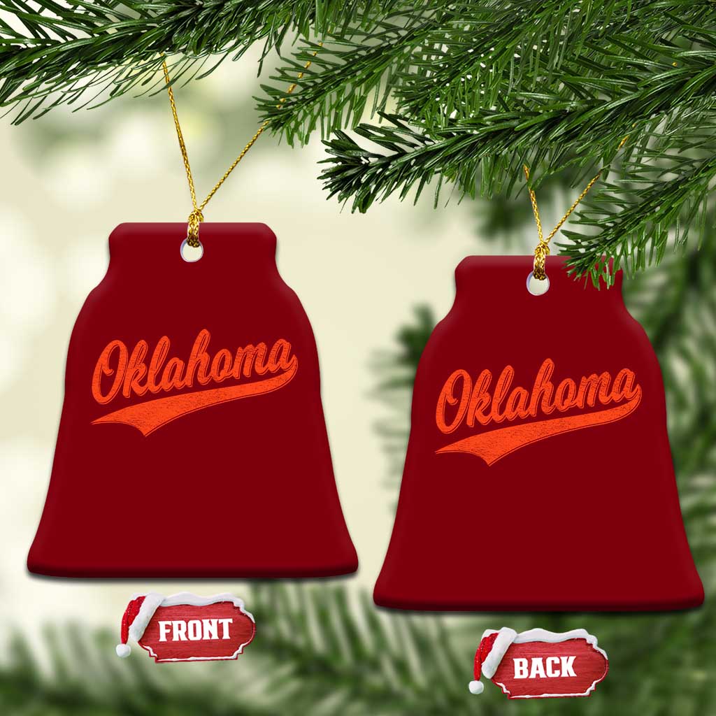 Vintage Oklahoma Orange Throwback Distressed Ceramic Ornament Retro Classic OK State Pride - Wonder Print Shop