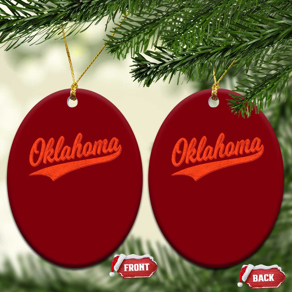 Vintage Oklahoma Orange Throwback Distressed Ceramic Ornament Retro Classic OK State Pride - Wonder Print Shop