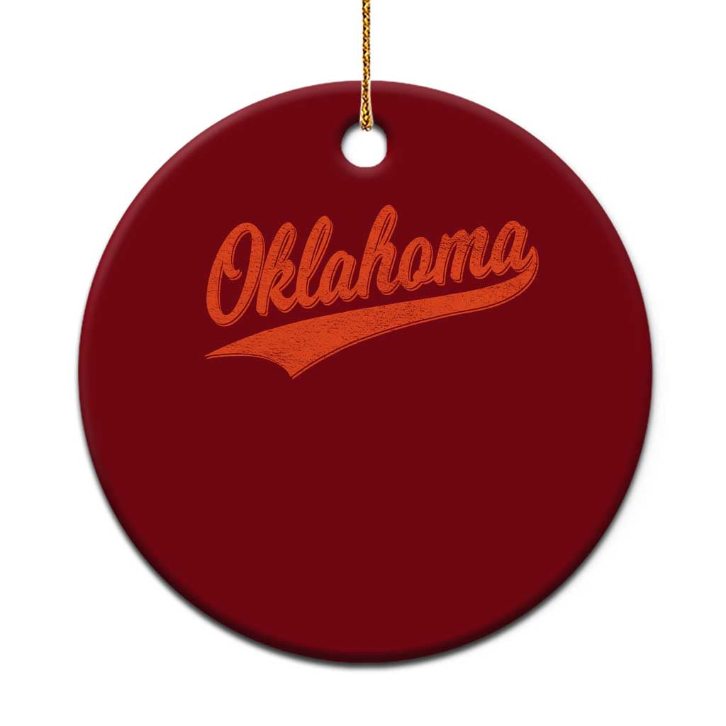 Vintage Oklahoma Orange Throwback Distressed Ceramic Ornament Retro Classic OK State Pride - Wonder Print Shop