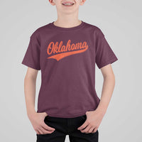Vintage Oklahoma Orange Throwback Distressed T Shirt For Kid Retro Classic OK State Pride - Wonder Print Shop