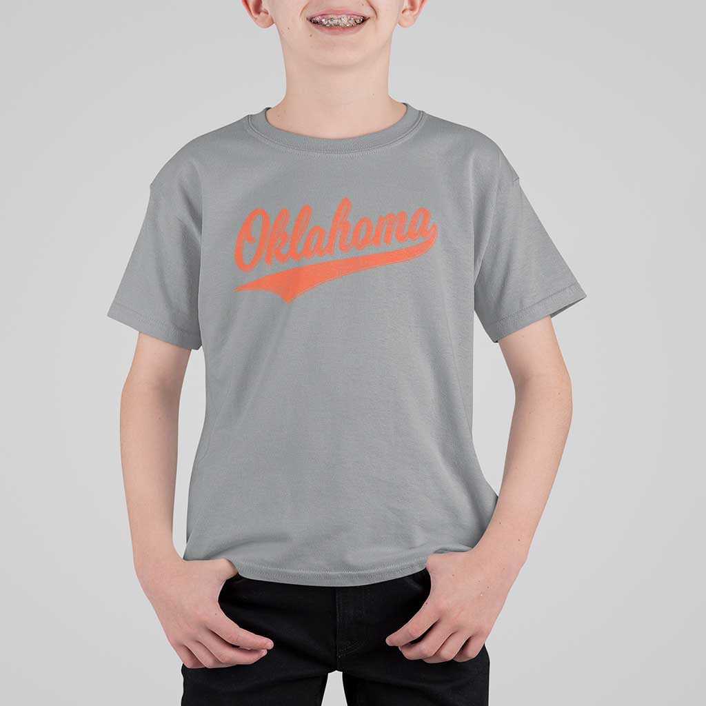 Vintage Oklahoma Orange Throwback Distressed T Shirt For Kid Retro Classic OK State Pride - Wonder Print Shop