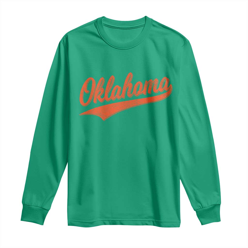 Vintage Oklahoma Orange Throwback Distressed Long Sleeve Shirt Retro Classic OK State Pride - Wonder Print Shop