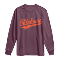 Vintage Oklahoma Orange Throwback Distressed Long Sleeve Shirt Retro Classic OK State Pride - Wonder Print Shop