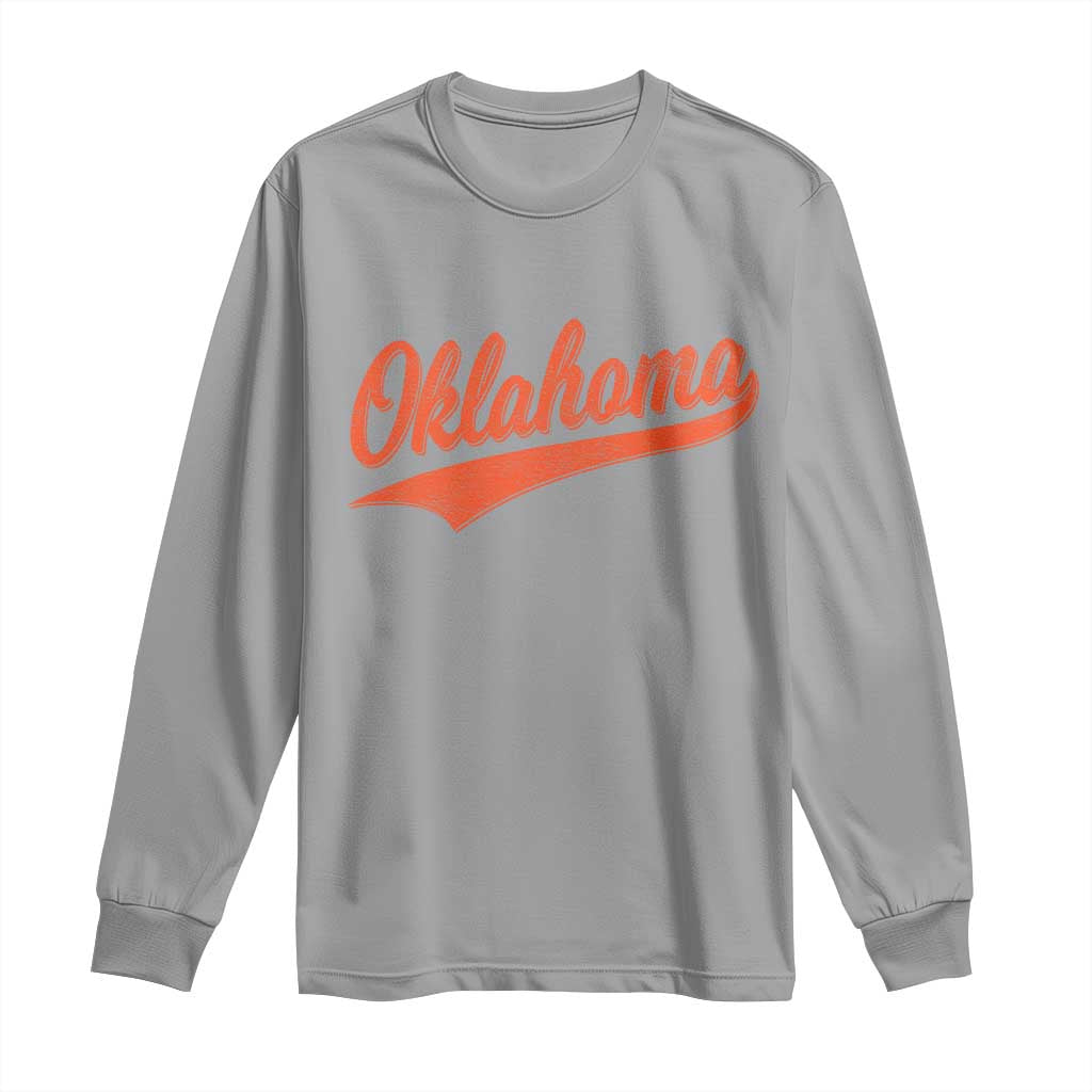 Vintage Oklahoma Orange Throwback Distressed Long Sleeve Shirt Retro Classic OK State Pride - Wonder Print Shop