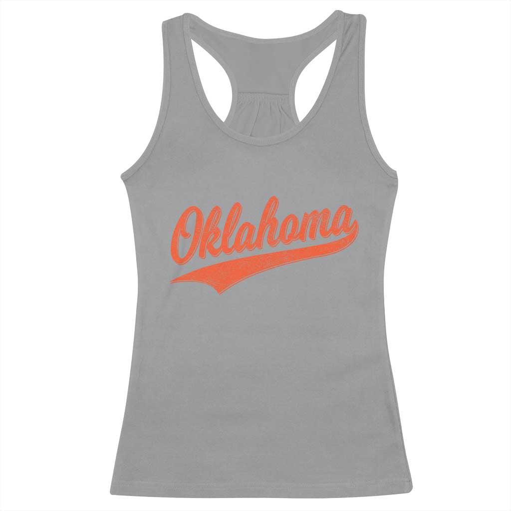 Vintage Oklahoma Orange Throwback Distressed Racerback Tank Top Retro Classic OK State Pride - Wonder Print Shop