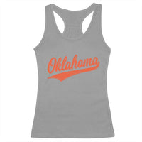 Vintage Oklahoma Orange Throwback Distressed Racerback Tank Top Retro Classic OK State Pride - Wonder Print Shop
