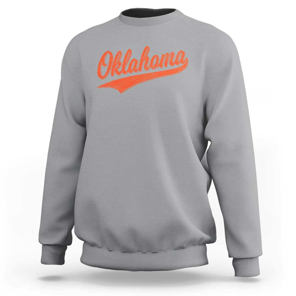 Vintage Oklahoma Orange Throwback Distressed Sweatshirt Retro Classic OK State Pride - Wonder Print Shop