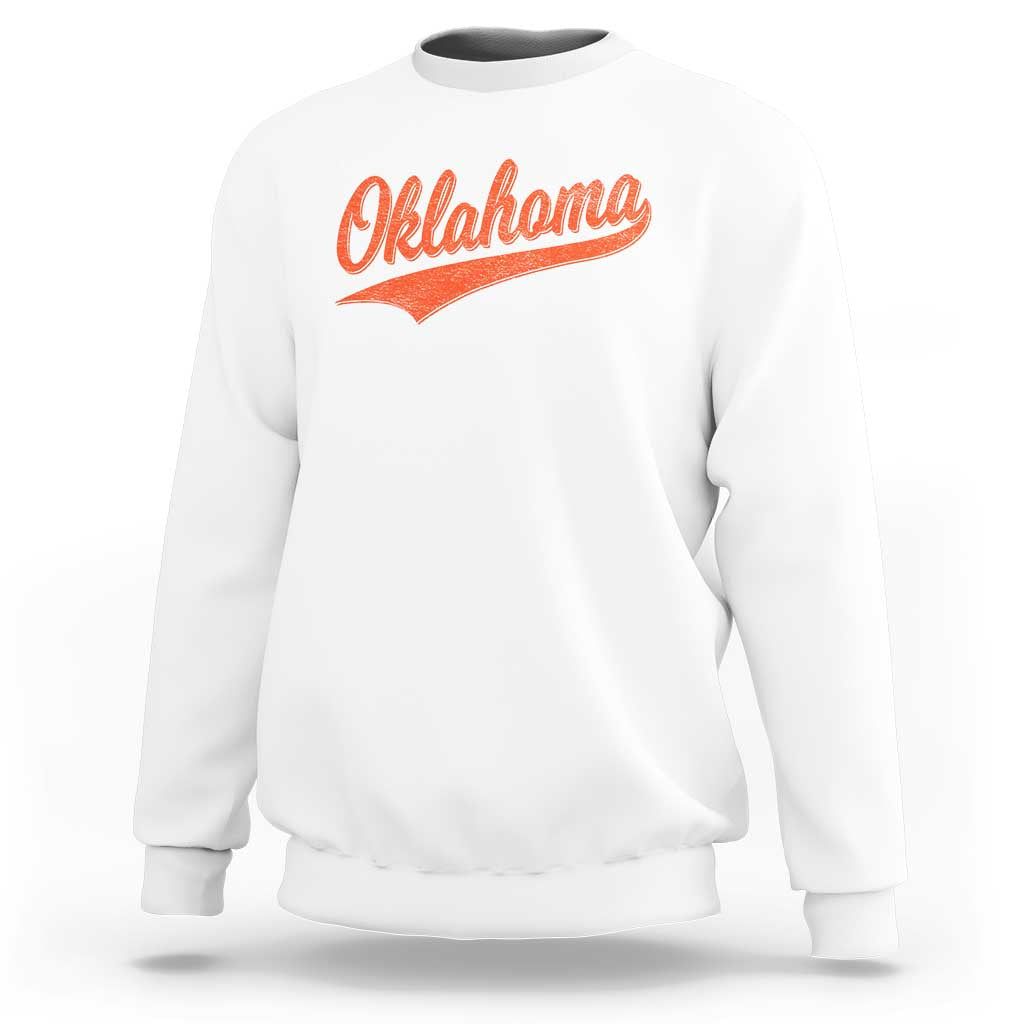 Vintage Oklahoma Orange Throwback Distressed Sweatshirt Retro Classic OK State Pride - Wonder Print Shop