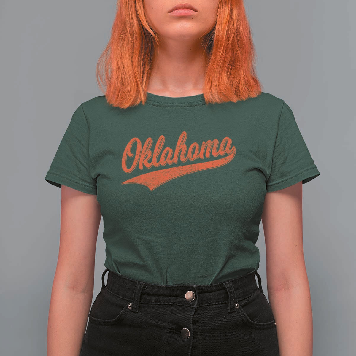 Vintage Oklahoma Orange Throwback Distressed T Shirt For Women Retro Classic OK State Pride - Wonder Print Shop