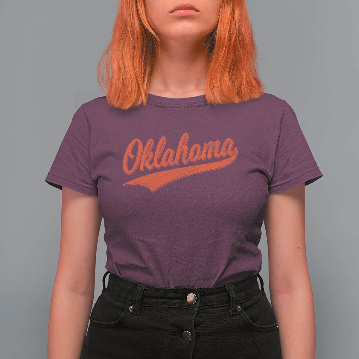 Vintage Oklahoma Orange Throwback Distressed T Shirt For Women Retro Classic OK State Pride - Wonder Print Shop
