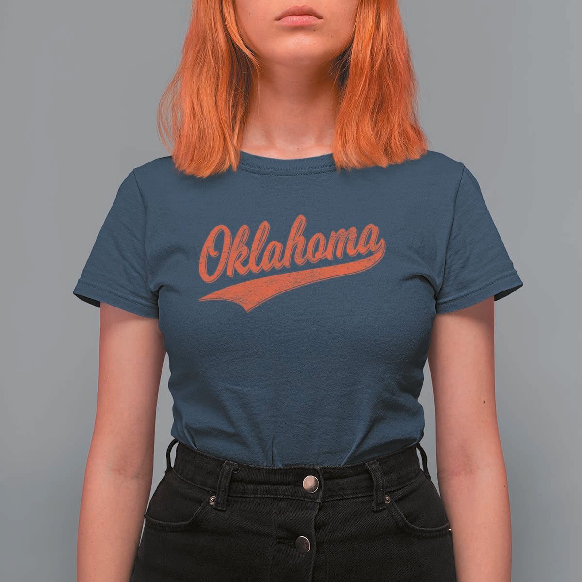 Vintage Oklahoma Orange Throwback Distressed T Shirt For Women Retro Classic OK State Pride - Wonder Print Shop