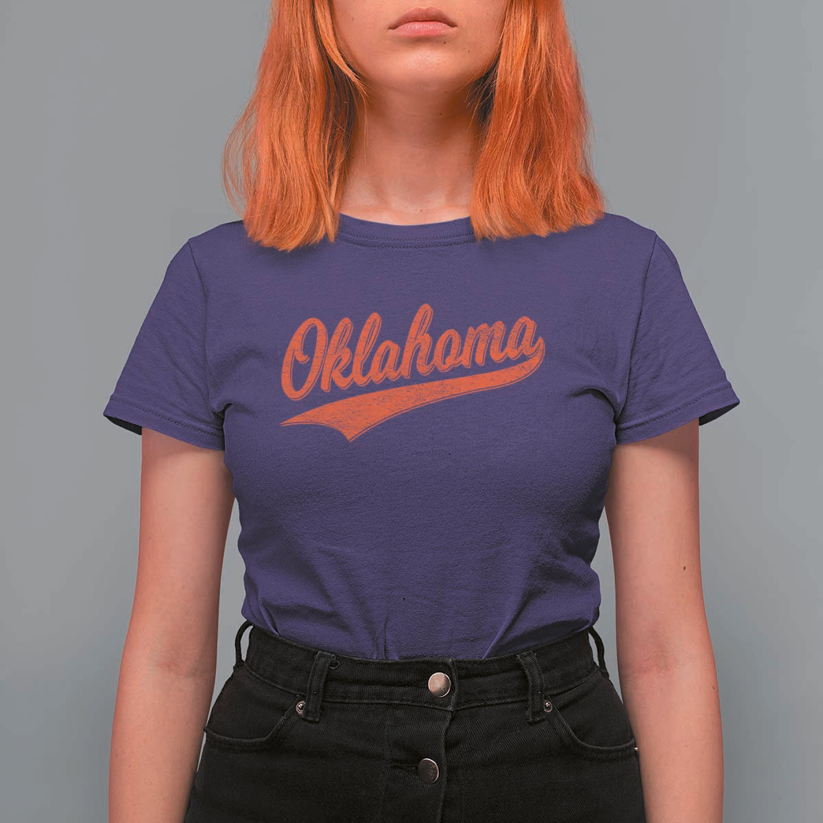 Vintage Oklahoma Orange Throwback Distressed T Shirt For Women Retro Classic OK State Pride - Wonder Print Shop