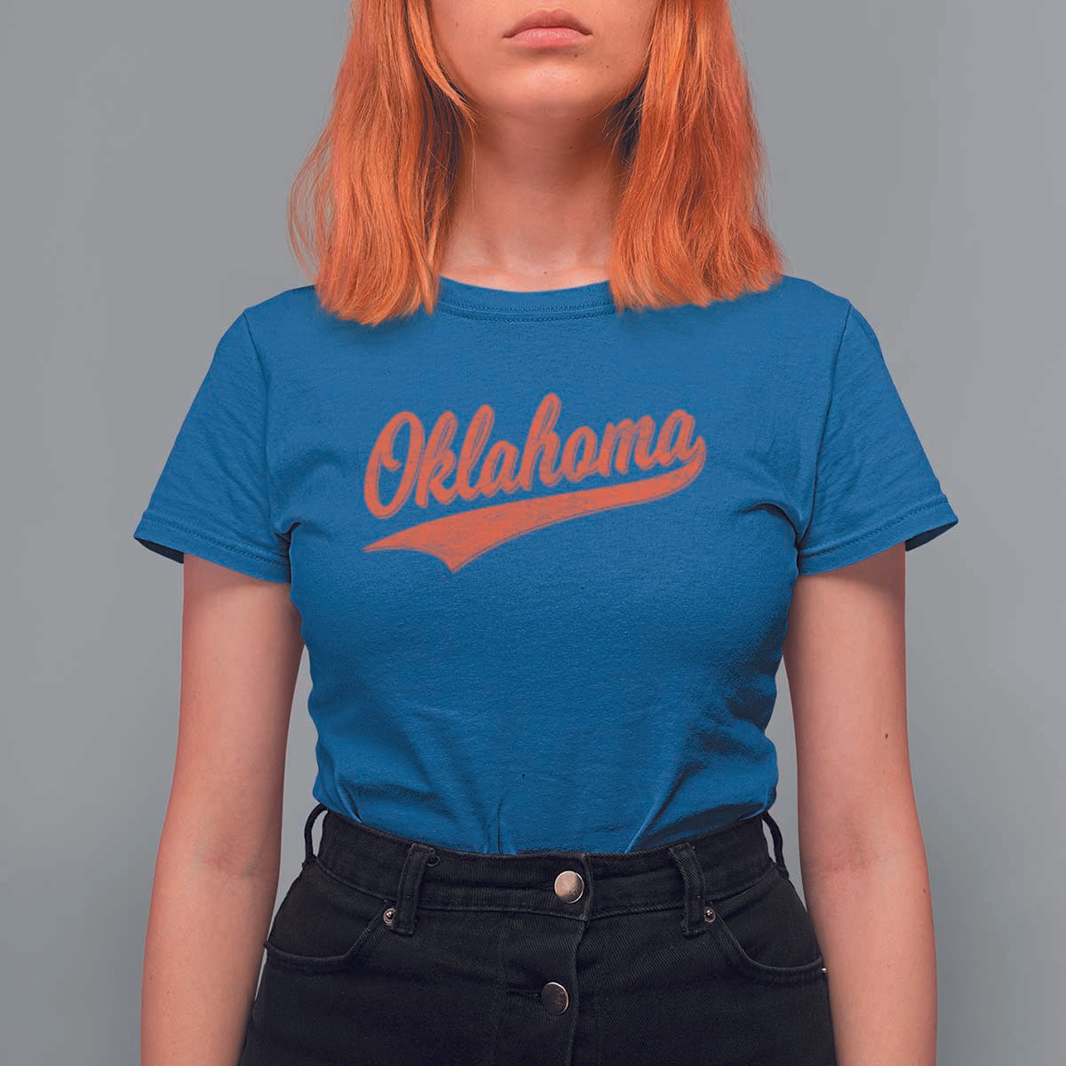 Vintage Oklahoma Orange Throwback Distressed T Shirt For Women Retro Classic OK State Pride - Wonder Print Shop