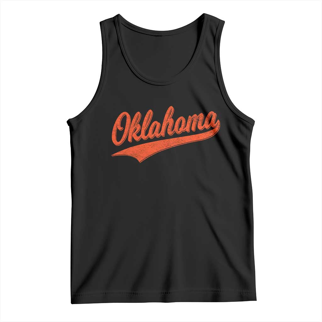 Vintage Oklahoma Orange Throwback Distressed Tank Top Retro Classic OK State Pride - Wonder Print Shop
