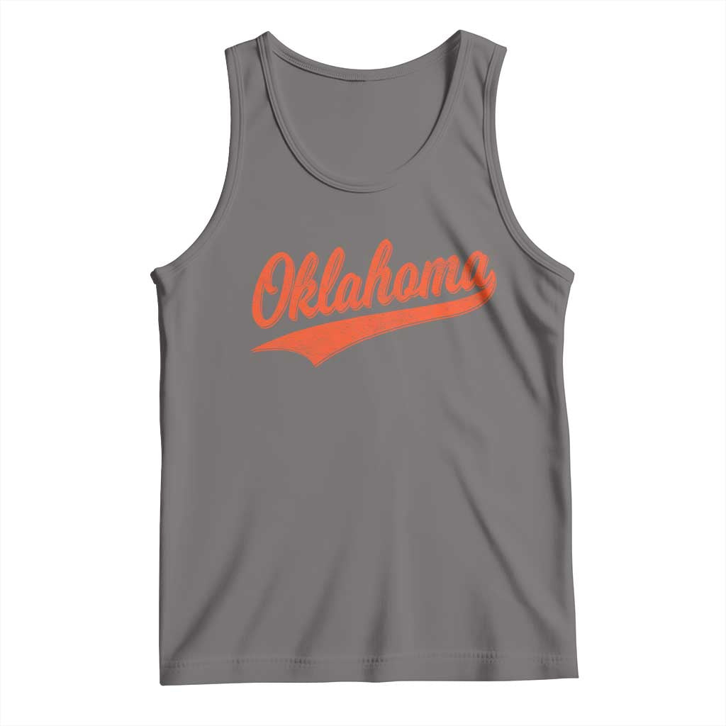 Vintage Oklahoma Orange Throwback Distressed Tank Top Retro Classic OK State Pride - Wonder Print Shop
