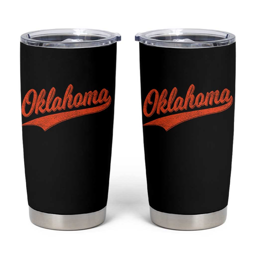 Vintage Oklahoma Orange Throwback Distressed Tumbler Cup Retro Classic OK State Pride - Wonder Print Shop