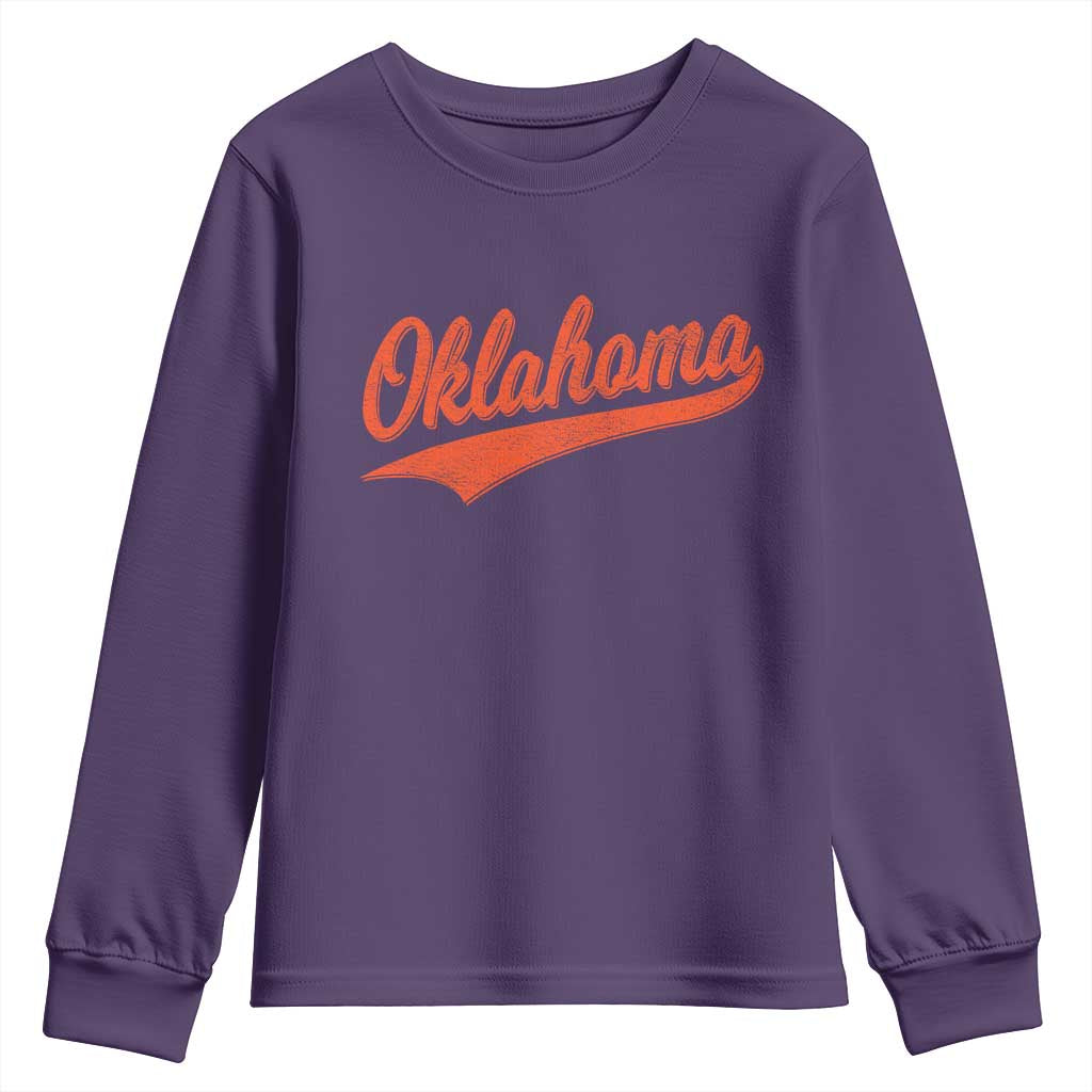 Vintage Oklahoma Orange Throwback Distressed Youth Sweatshirt Retro Classic OK State Pride - Wonder Print Shop