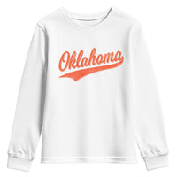 Vintage Oklahoma Orange Throwback Distressed Youth Sweatshirt Retro Classic OK State Pride - Wonder Print Shop