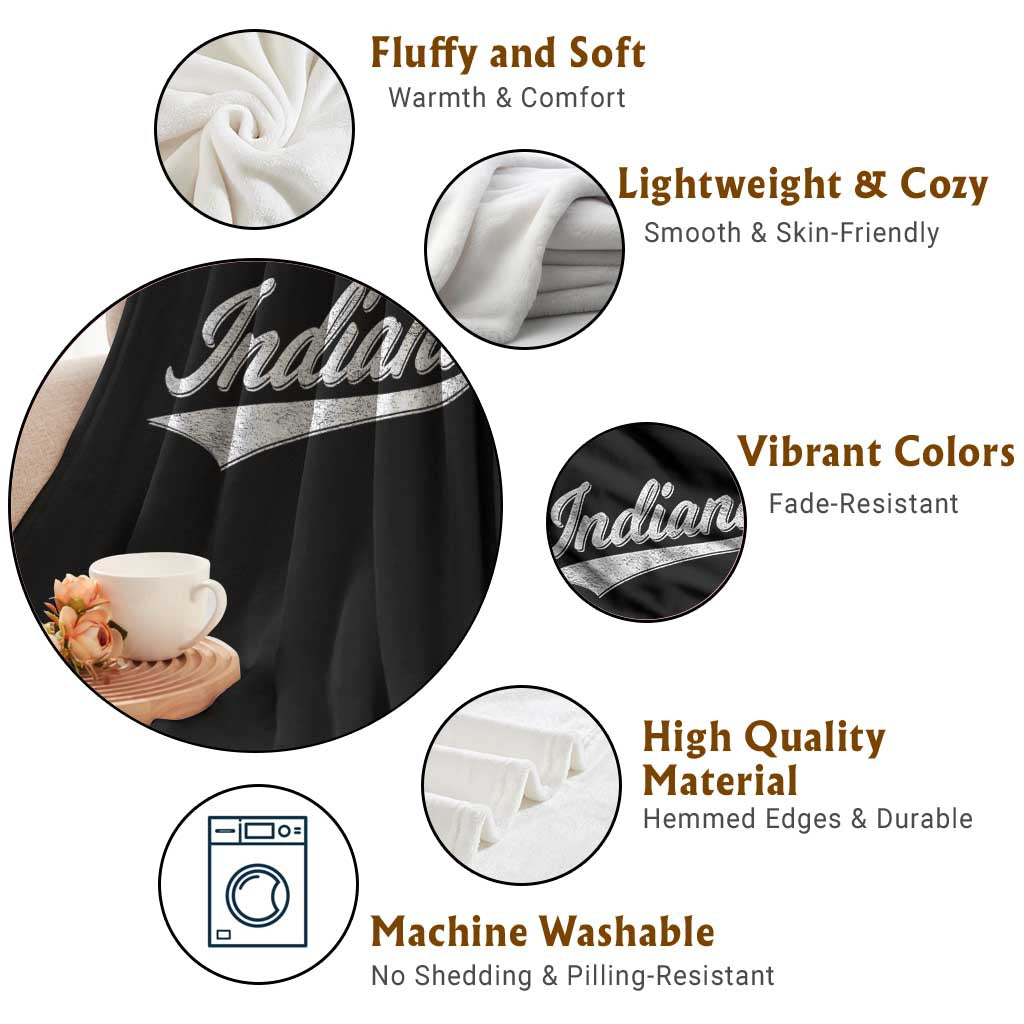 Vintage Indiana Retro Throwback Distressed Throw Blanket Retro Classic IN State Pride - Wonder Print Shop