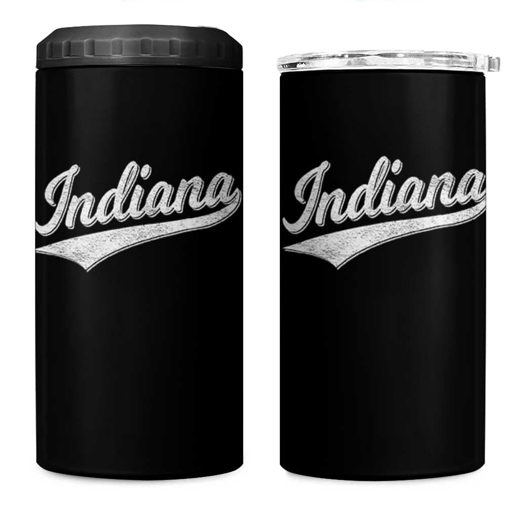 Vintage Indiana Retro Throwback Distressed 4 in 1 Can Cooler Tumbler Retro Classic IN State Pride - Wonder Print Shop