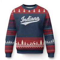 Vintage Indiana Retro Throwback Distressed Ugly Christmas Sweater Retro Classic IN State Pride - Wonder Print Shop