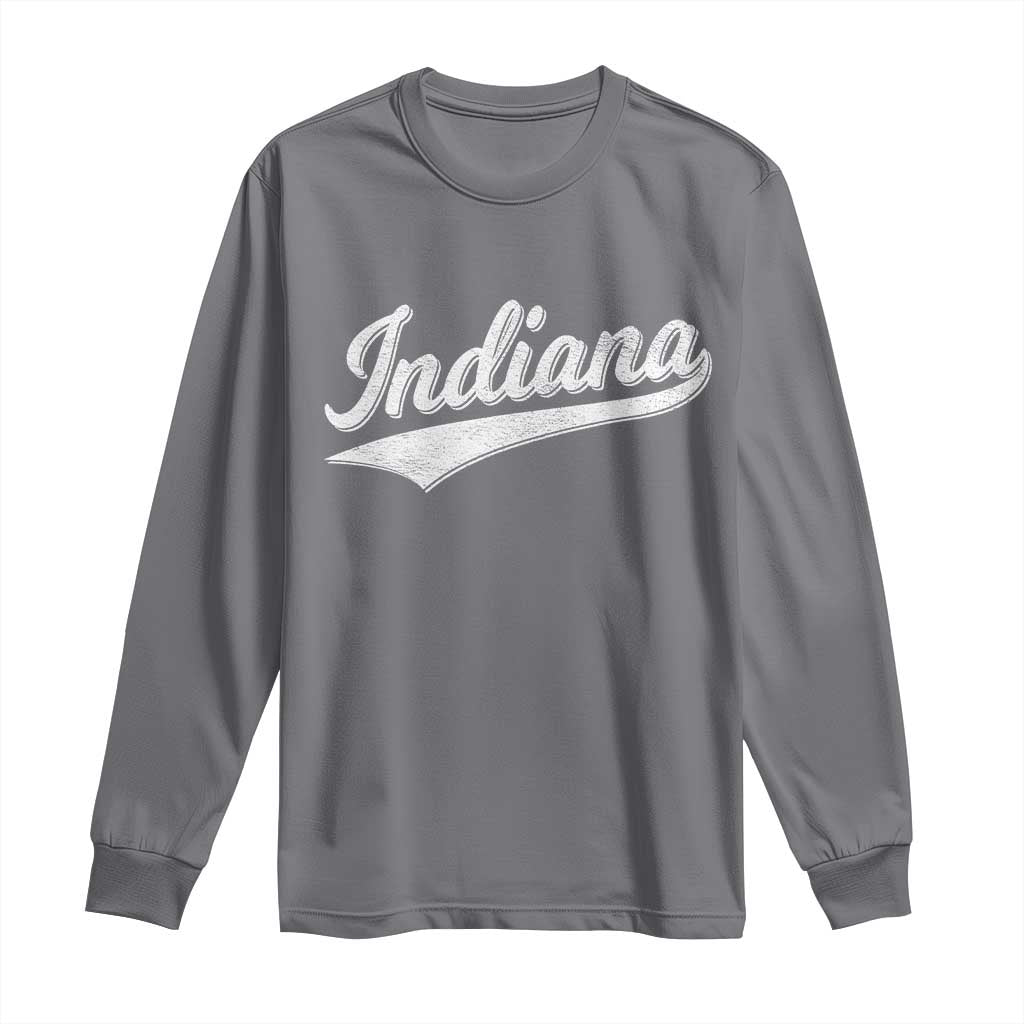Vintage Indiana Retro Throwback Distressed Long Sleeve Shirt Retro Classic IN State Pride - Wonder Print Shop