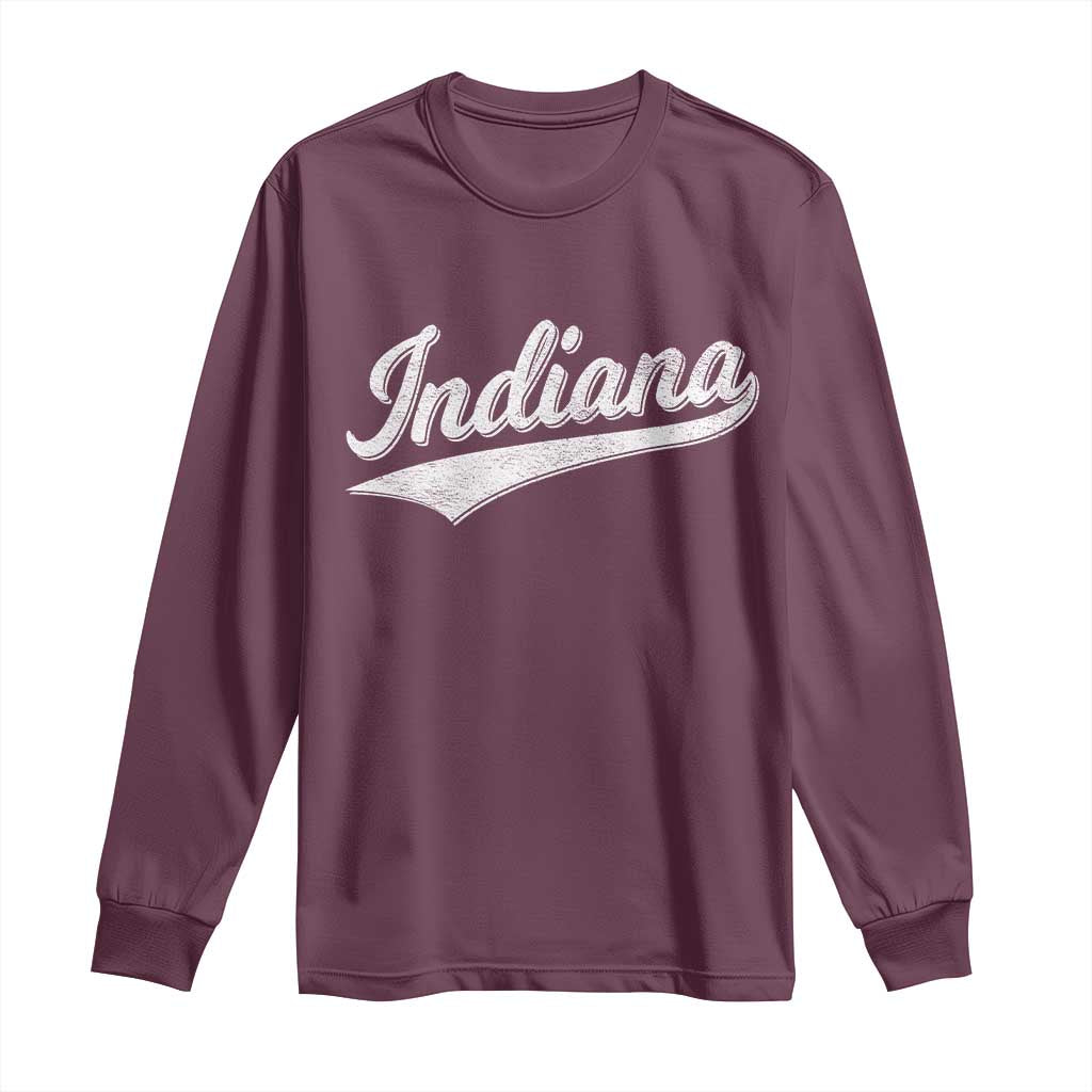 Vintage Indiana Retro Throwback Distressed Long Sleeve Shirt Retro Classic IN State Pride - Wonder Print Shop