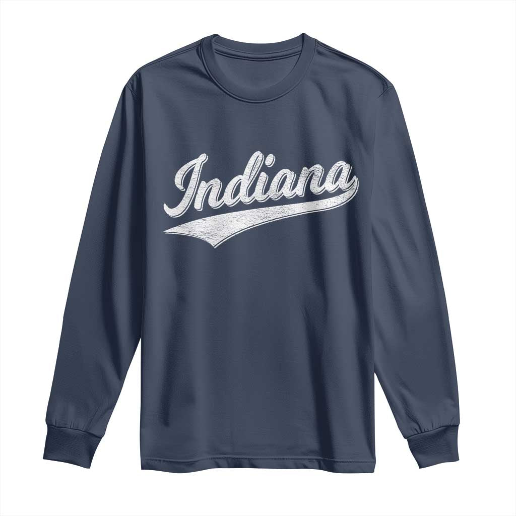 Vintage Indiana Retro Throwback Distressed Long Sleeve Shirt Retro Classic IN State Pride - Wonder Print Shop