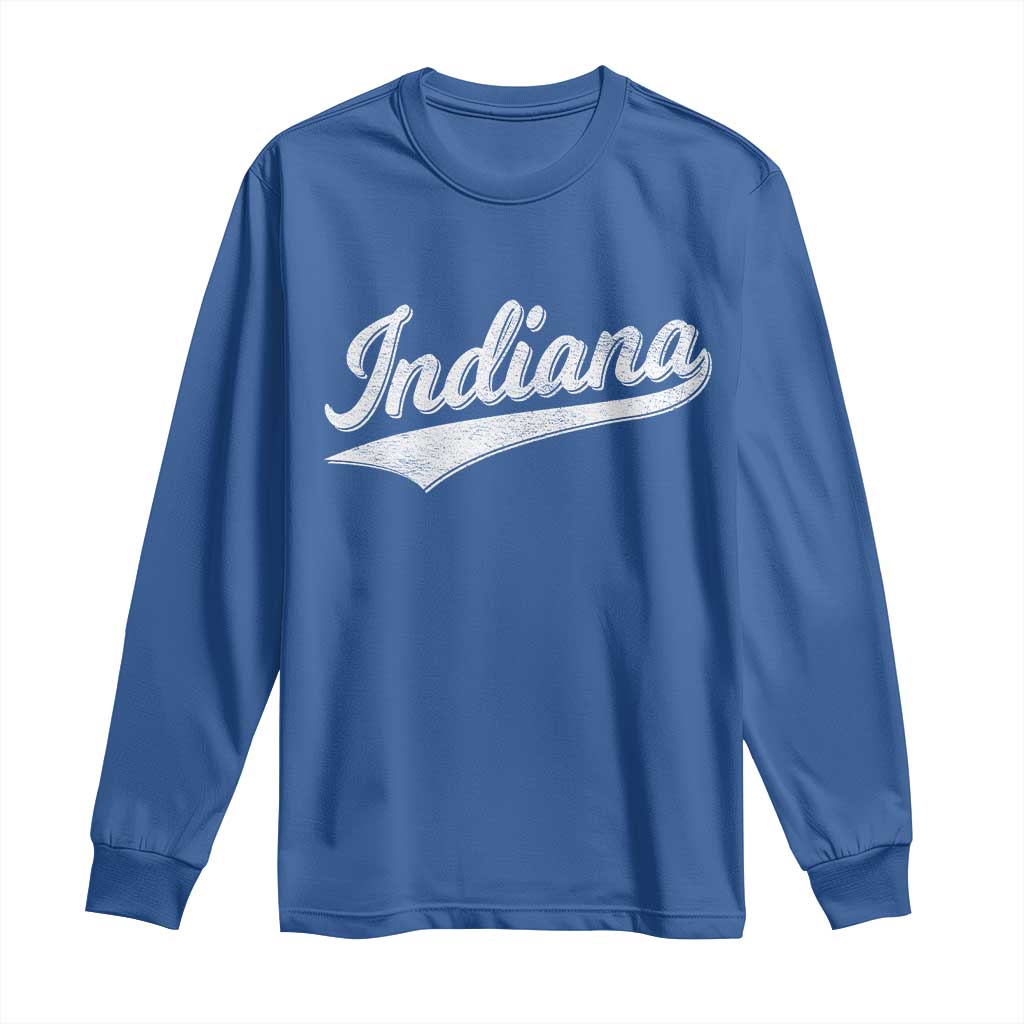 Vintage Indiana Retro Throwback Distressed Long Sleeve Shirt Retro Classic IN State Pride - Wonder Print Shop