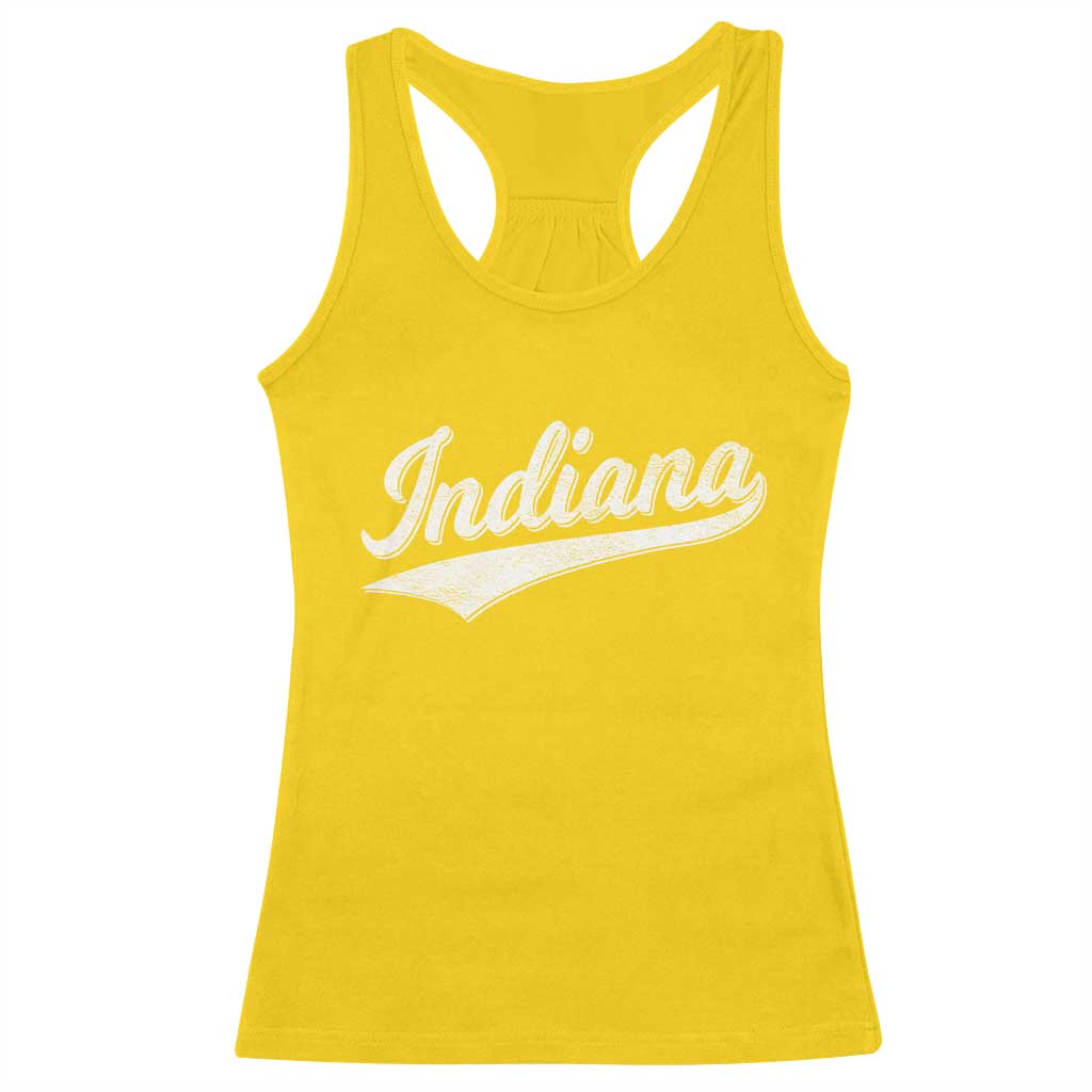 Vintage Indiana Retro Throwback Distressed Racerback Tank Top Retro Classic IN State Pride - Wonder Print Shop
