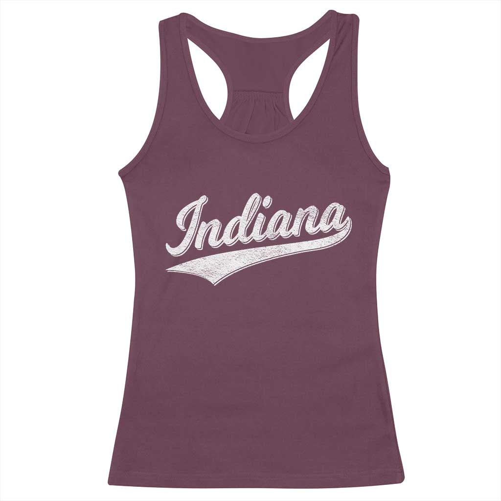 Vintage Indiana Retro Throwback Distressed Racerback Tank Top Retro Classic IN State Pride - Wonder Print Shop