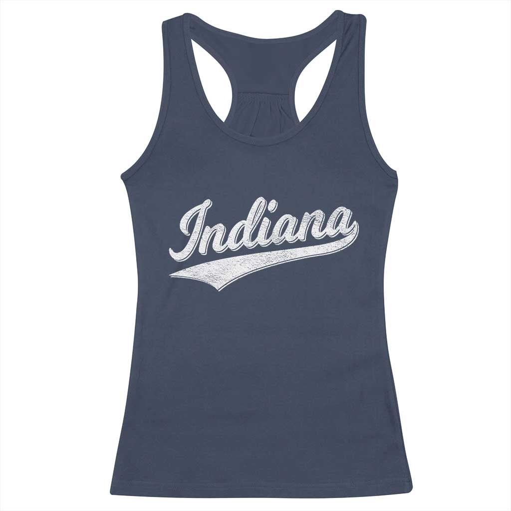 Vintage Indiana Retro Throwback Distressed Racerback Tank Top Retro Classic IN State Pride - Wonder Print Shop