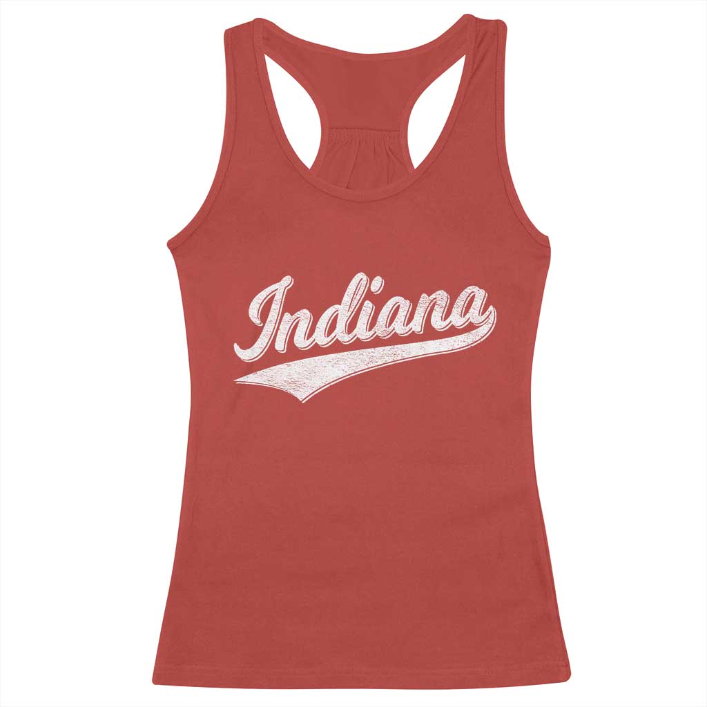 Vintage Indiana Retro Throwback Distressed Racerback Tank Top Retro Classic IN State Pride - Wonder Print Shop